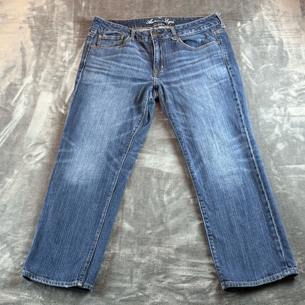 American‎ Eagle Women's Jeans Boy Fit Size 12 Straight Leg Mid Rise